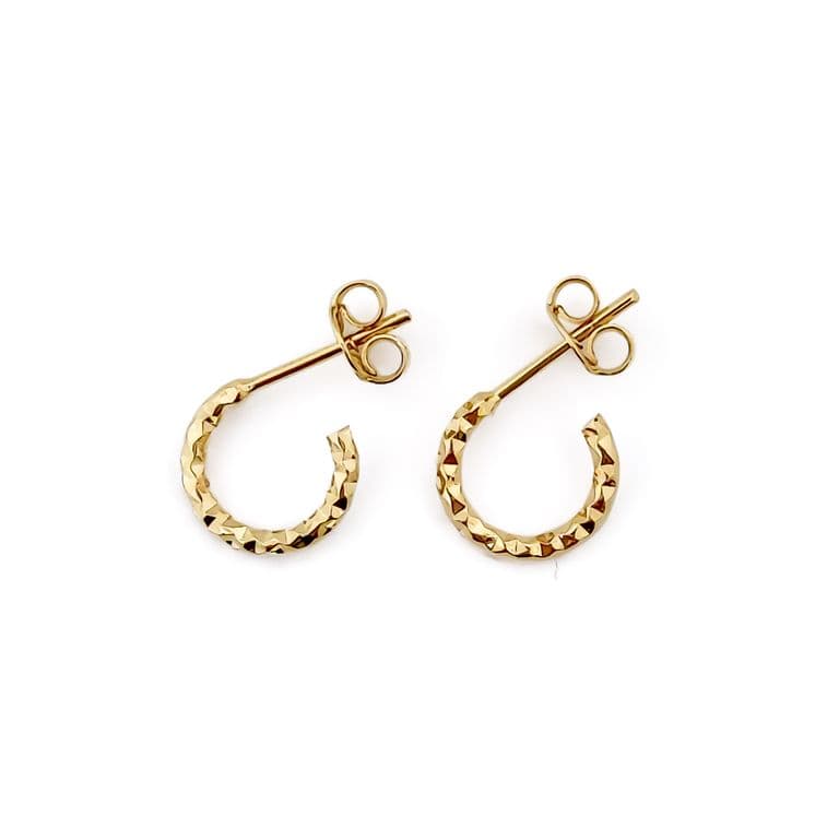 Aros Argollas Mini Diamantada 10mm Enchapado Oro 18K Dorado TALLA UNICA