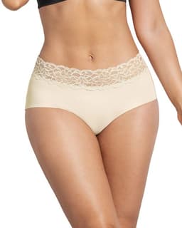 Calzon Hipster Tela Ultraliviana con Franja de Encaje 012960 Crema S