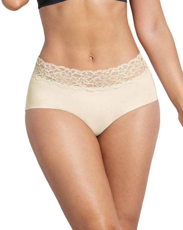 Calzon Hipster Tela Ultraliviana con Franja de Encaje 012960 Crema S