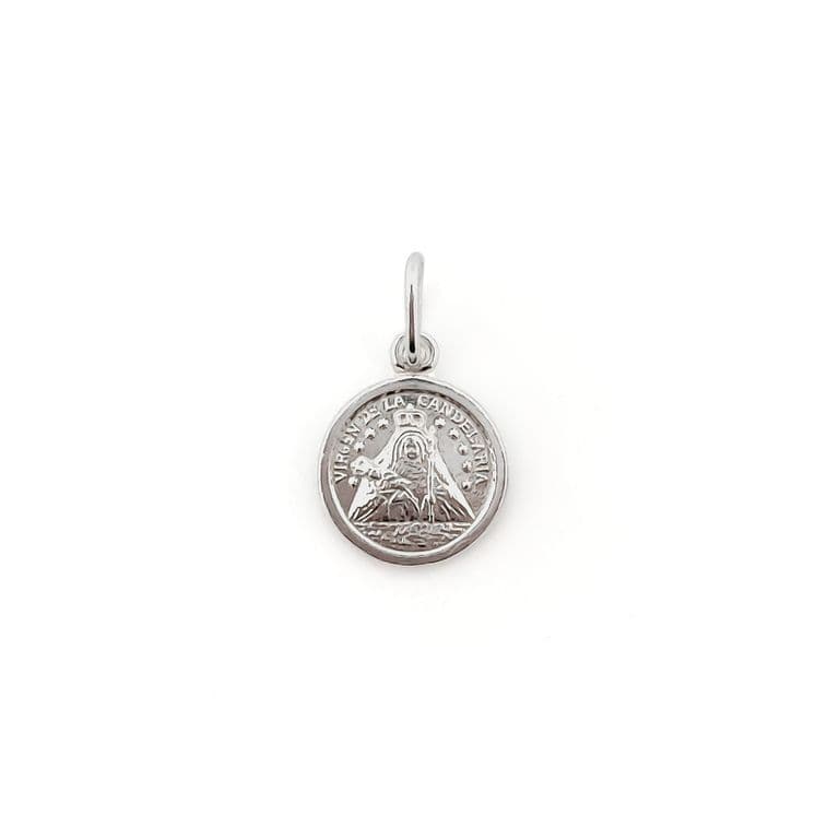 Colgante Medalla Virgen de la Candelaria 10mm Plata Fina 925 Plateado TALLA UNICA