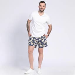 Polera Manga Corta Cuello V Hombre Blanco Algodon Blanco XL