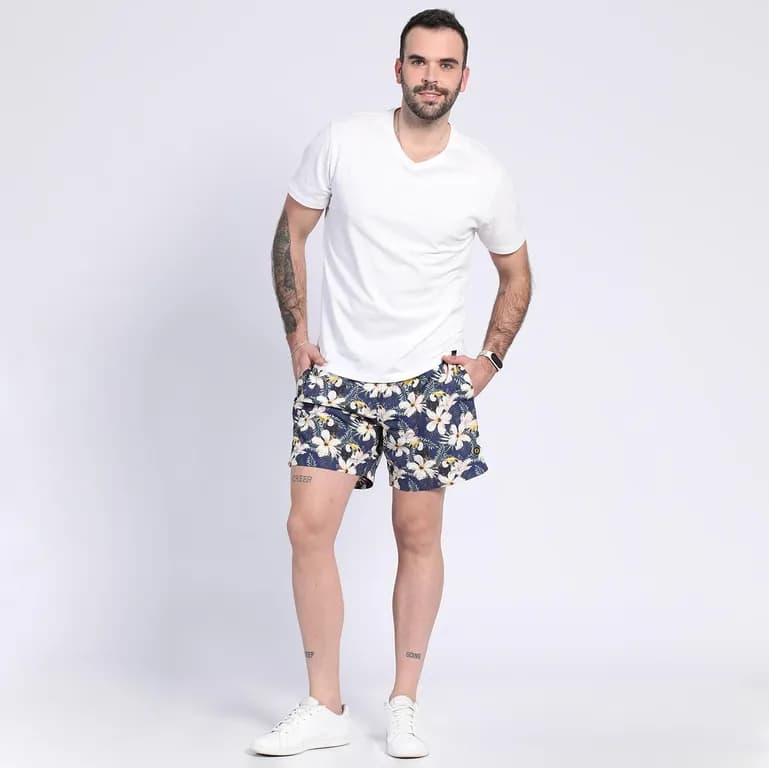 Polera Manga Corta Cuello V Hombre Blanco Algodon Blanco XL