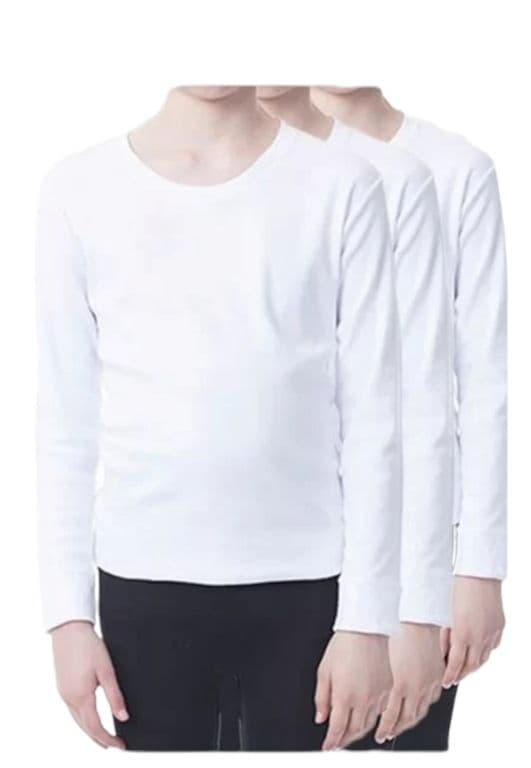 Pack 6 Camisetas Blancas Nino 100% Algodon Manga Larga Blanco 10