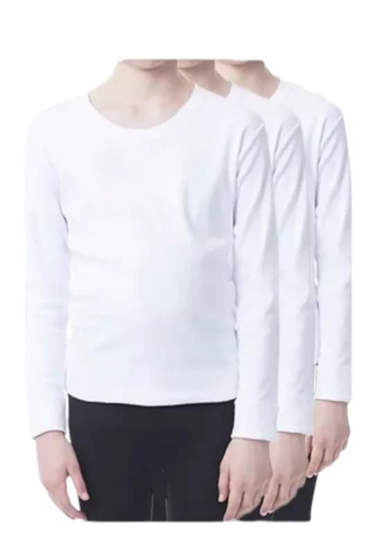 Pack 6 Camisetas Blancas Nino 100% Algodon Manga Larga Blanco 8