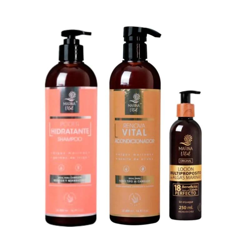 Shampoo Poder Hidratante Acondicionador Y Locion Multiproposito 500 ml c/u