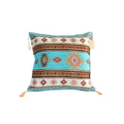 Cojin turco 44x44 Kilim Turquesa y Blanco