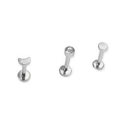 Conjunto set Piercing Fase Lunar Acero Quirurgico Nostril Labret Plateado TALLA UNICA