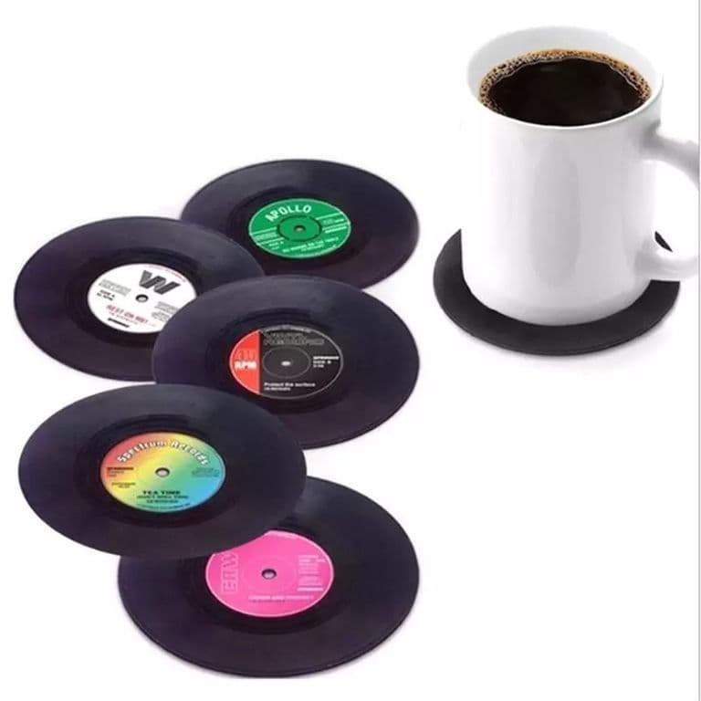 Posavasos Modernos y Entretenidos con Forma de Vinilo Pack 6 unidades