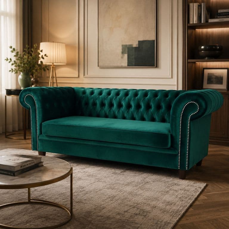 SOFA FELPA 3 CUERPOS CHESTERFIELD CAPITONE BRABANTE VERDE