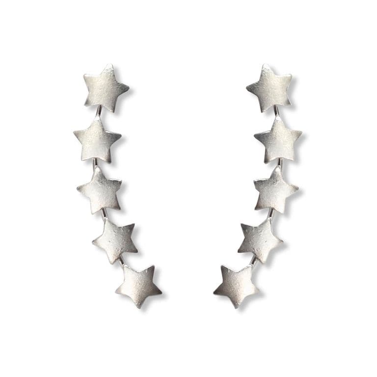 Aros Trepadores 5 Estrellas Plata Fina 925. Plateado TALLA UNICA