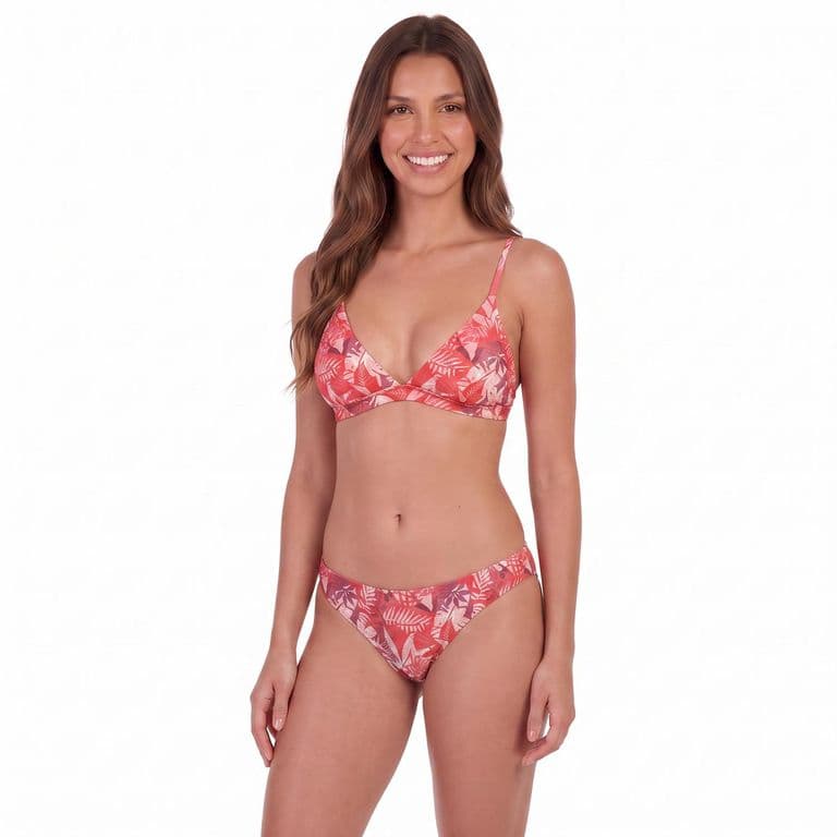 Traje de Bano Bikini Mujer Banda Estampado Rojo - Rojo Rojo S