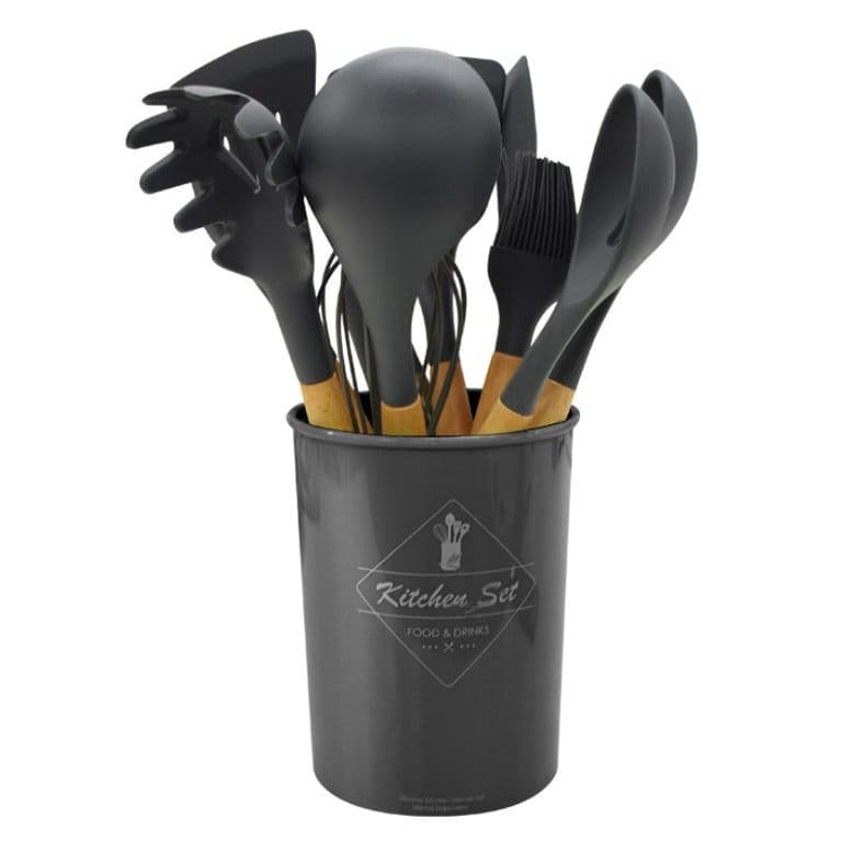 Juegos utensilios silicona para cocina 10 piez. color gris