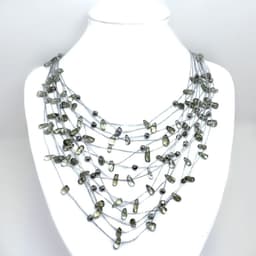 Collar Cristal Fume Hilo Seda Plateado Plateado TALLA UNICA