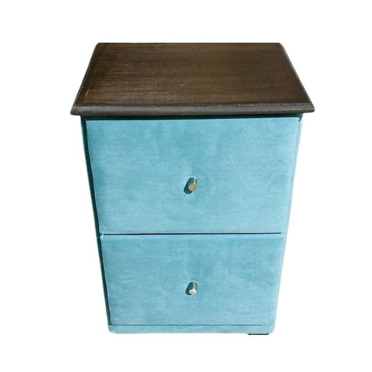 Veladores Doble Cajon Turquesa Felpa Muebles Rimar