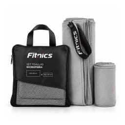 Toalla De Viaje Microfibra Set X2 120x60 + 80x30 + Estuche Violeta - Gris