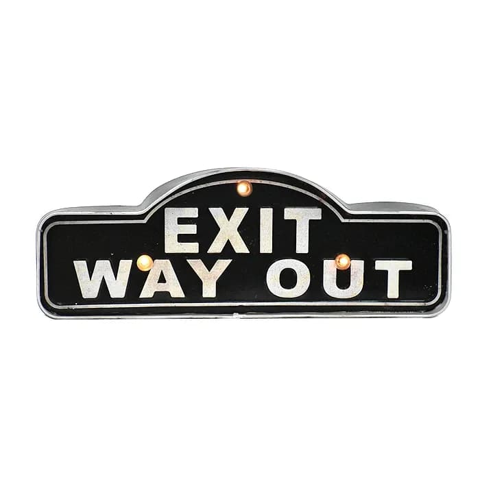 LETRERO VINTAGE LED EXIT WAY OUT