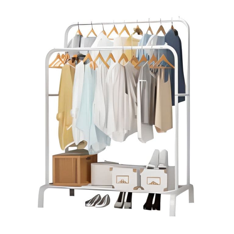 Perchero Organizador Estante De Ropa Multiuso De Metal - Blanco