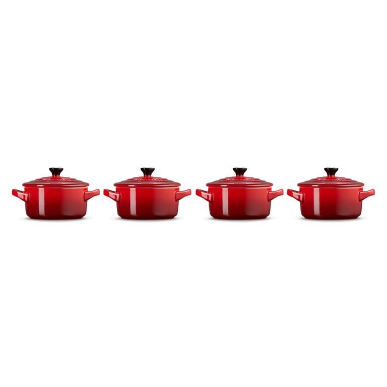 Set 4 Mini Cocotte Redondo 10cm Cereza Ceramica