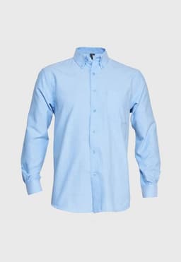 Camisa Oxford Regular Bolsillo Pegado M/L Celeste 2XL
