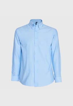 Camisa Oxford Regular Bolsillo Suelto M/L Celeste XL