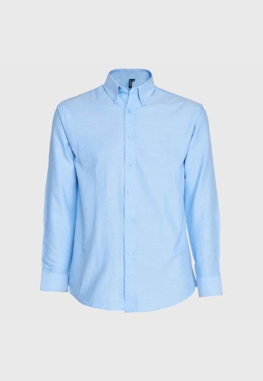 Camisa Oxford Regular Bolsillo Suelto M/L Celeste XL