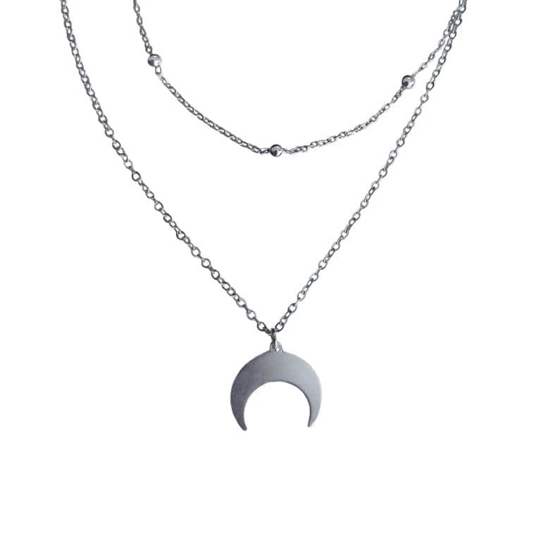 Collar Doble de Plata Plateado TALLA UNICA