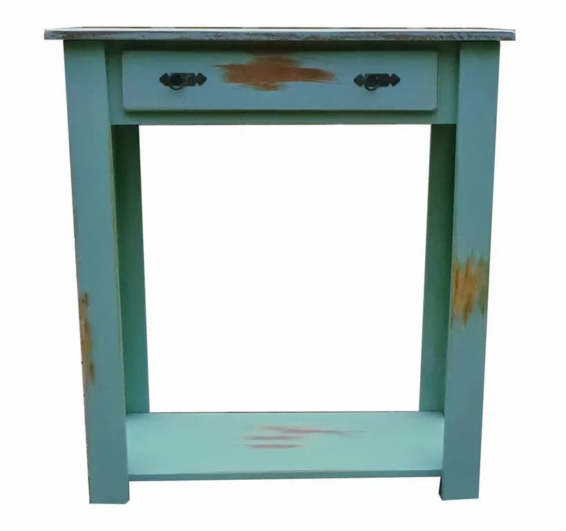 Mesa de arrimo turquesa un cajon
