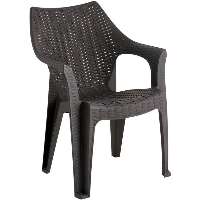 Sillon ComedorTerrazaCamping Aruba Con Apoyabrazos Chocolate