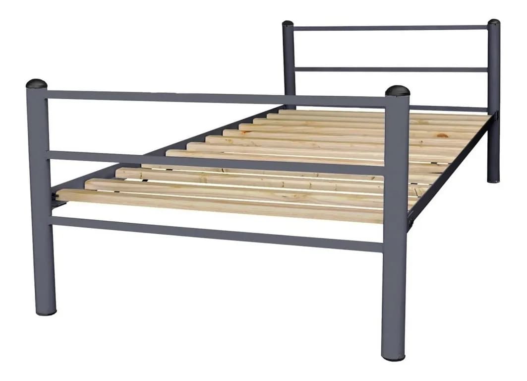 Cama Metalica 1 Plaza Grafito