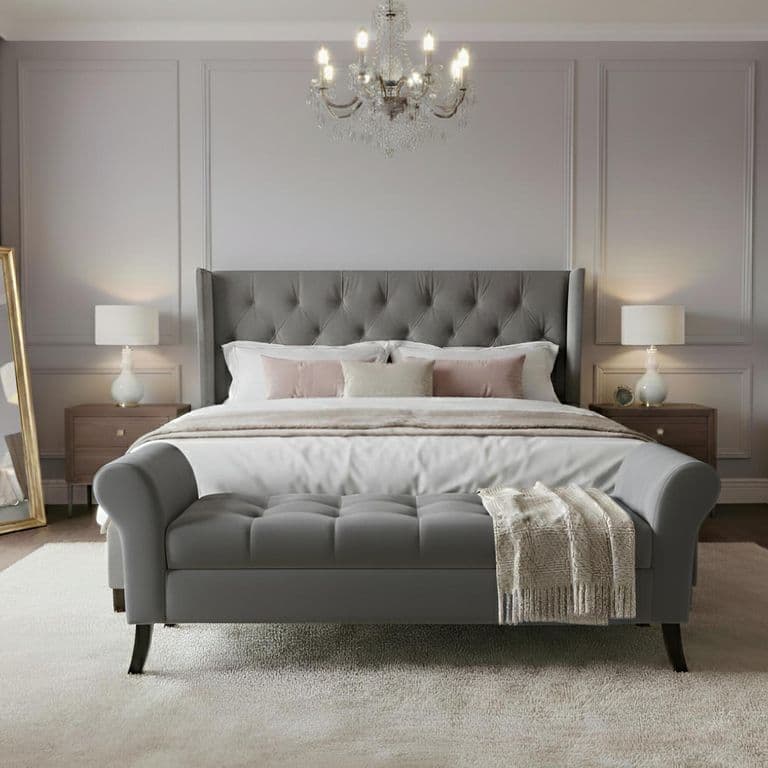 Banqueta Baul Tucson Color Gris Tamano King 170x45x60cm