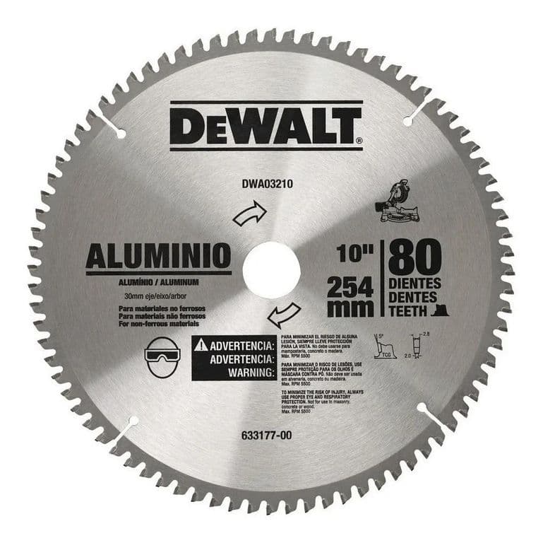 Disco para Madera y Aluminio 10  80 Dientes DWA03210