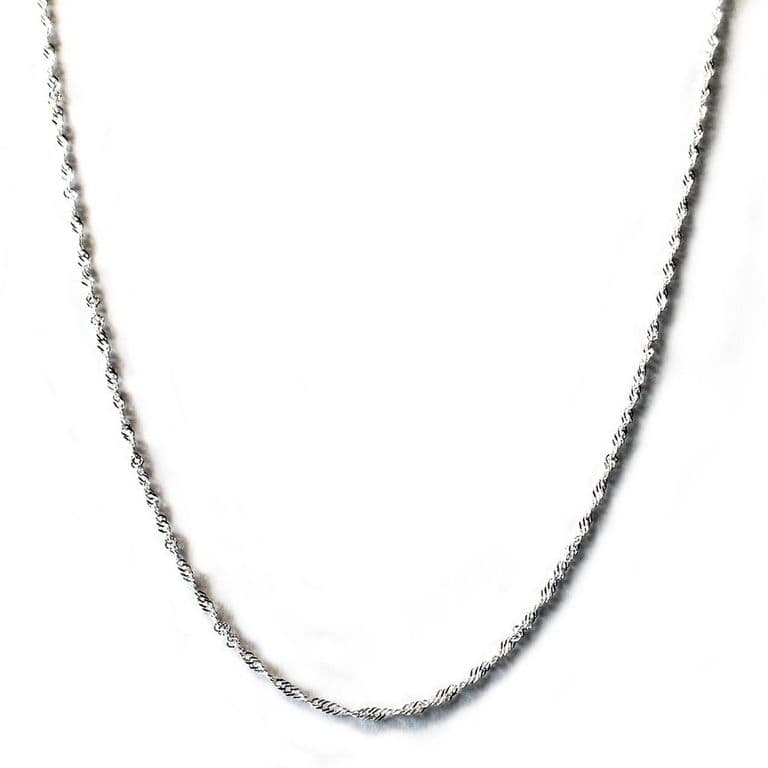 Cadena Cordon Tupido Enroscado 50cm Plata Fina 925 Plateado TALLA UNICA