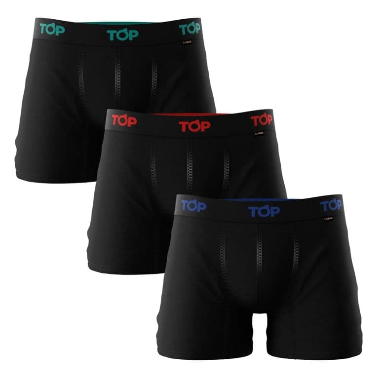 Boxer Medio Algodon Cobre Pack 3 C1 Negro 2XL