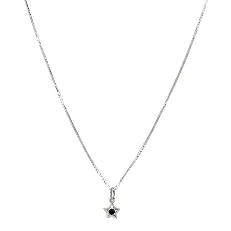 Collar Estrella Circon Negro Plata Fina 925 Plateado TALLA UNICA