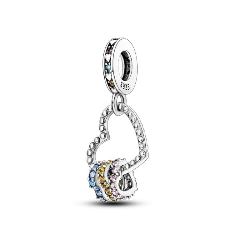 Charm Corazones Colgantes en Plata Fina 925 Plateado TALLA UNICA