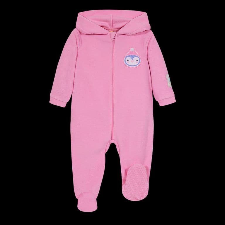 Pijama Bebe Nina Entero cGorro Polar Sustentable Rosado Rosa 9-12 MESES