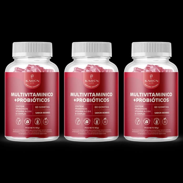 Pack x3 Gomitas Multivitaminico + Probioticos Vit A C D E B 180 Un Karun Life