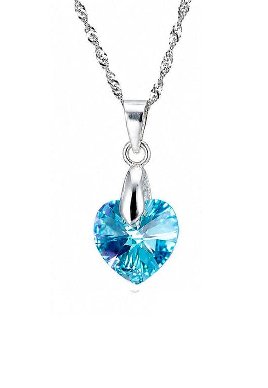 Collar Romance Plata 925 creado con cristales de Swarovski Aquamarine Celeste TALLA UNICA