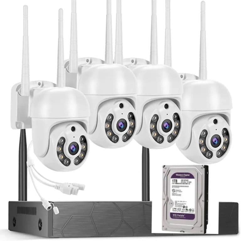 Kit 4 Camaras Inalambricas Profesional Ip Audio 355o Con Disco Duro 1 Terabyte