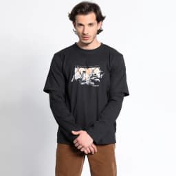 Polera Manga Larga Cuello Redondo Print Random Negro 3XL