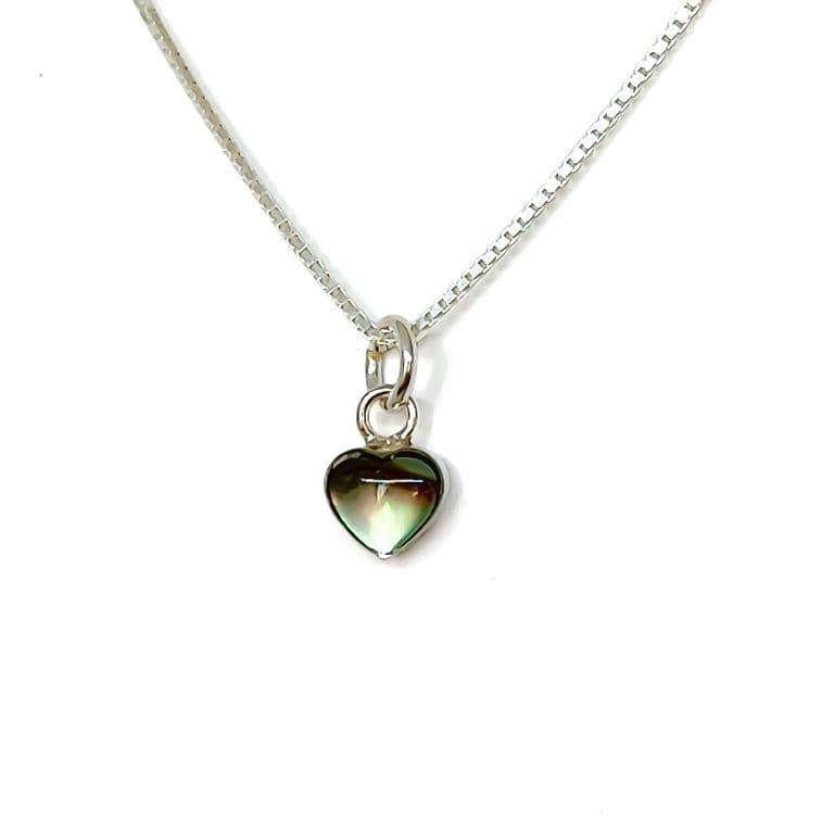Collar Corazon Abalone Mini Plata Fina 925 Plateado TALLA UNICA