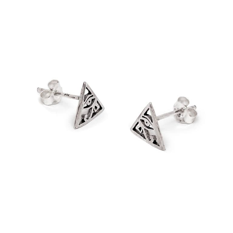Aros Triangulo Ojo Horus Plata Fina 925 Plateado TALLA UNICA