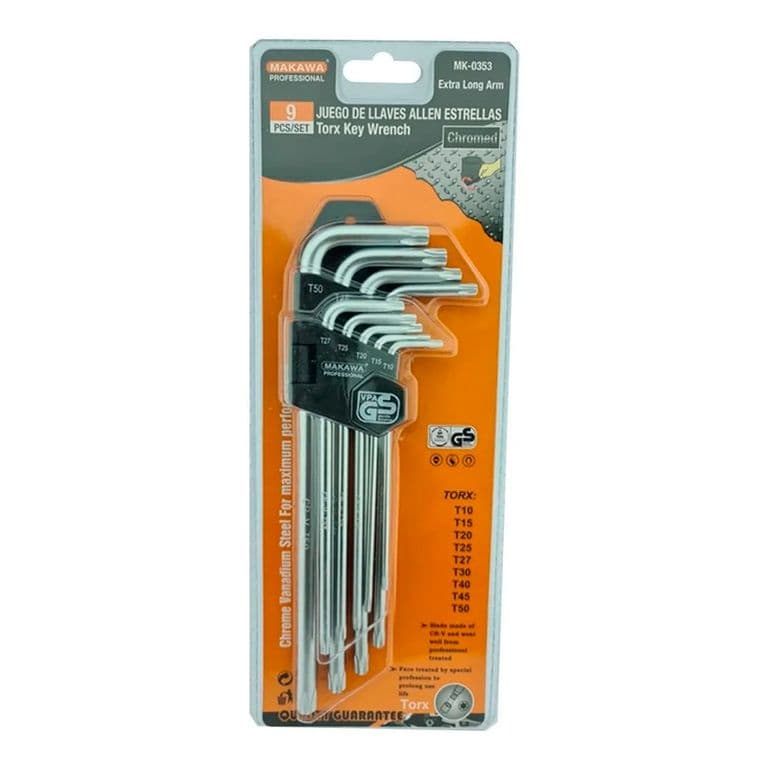 Kit Set Juego De Llaves Allen Punta Estrella 9 Piezas