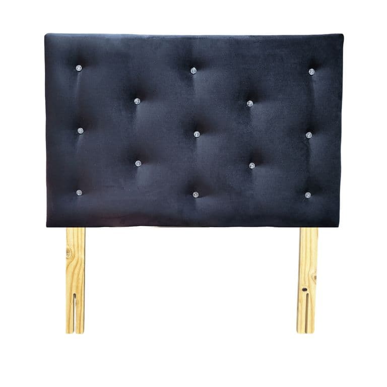 Respaldo 1 Plaza Negro Felpa Diamante Muebles Rimar