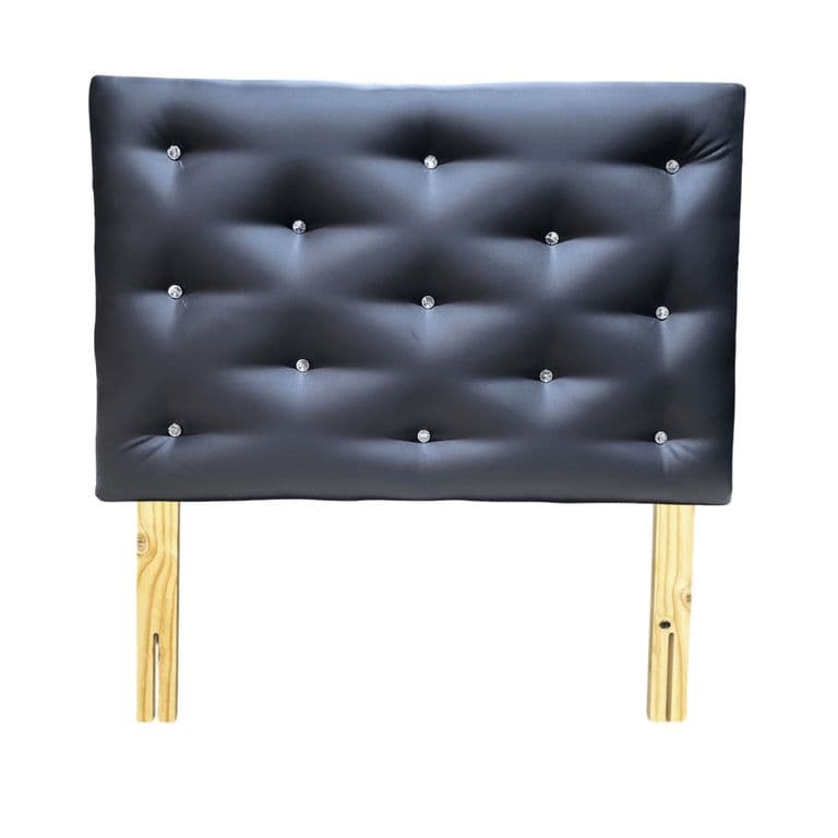 Respaldo 1 Plaza Negro Eco Cuero Diamante Muebles Rimar