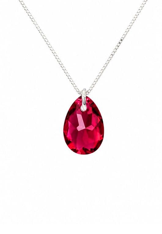 Collar Gota de Luz Plata 925 creado con cristales de Swarovski Scarlet Rojo TALLA UNICA