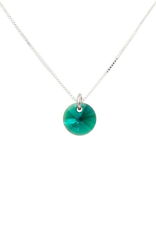 Collar Punto de Luz Plata 925 creado con cristales de Swarovski Emerald Verde TALLA UNICA