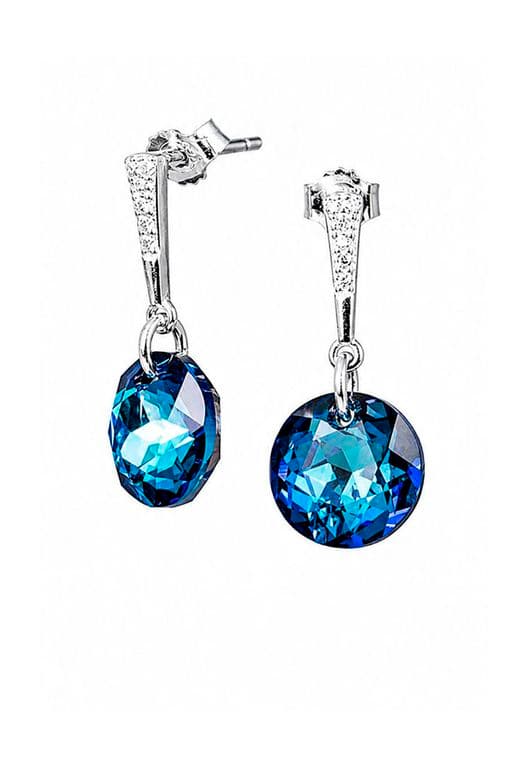 Aros Gracia Plata 925 creado con cristales de Swarovski Bermuda Blue Azul TALLA UNICA