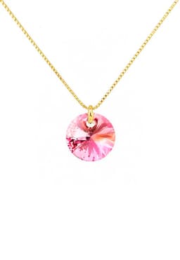 Collar Punto de Luz Gold 24K creado con cristales de Swarovski Light Rose Rosa TALLA UNICA