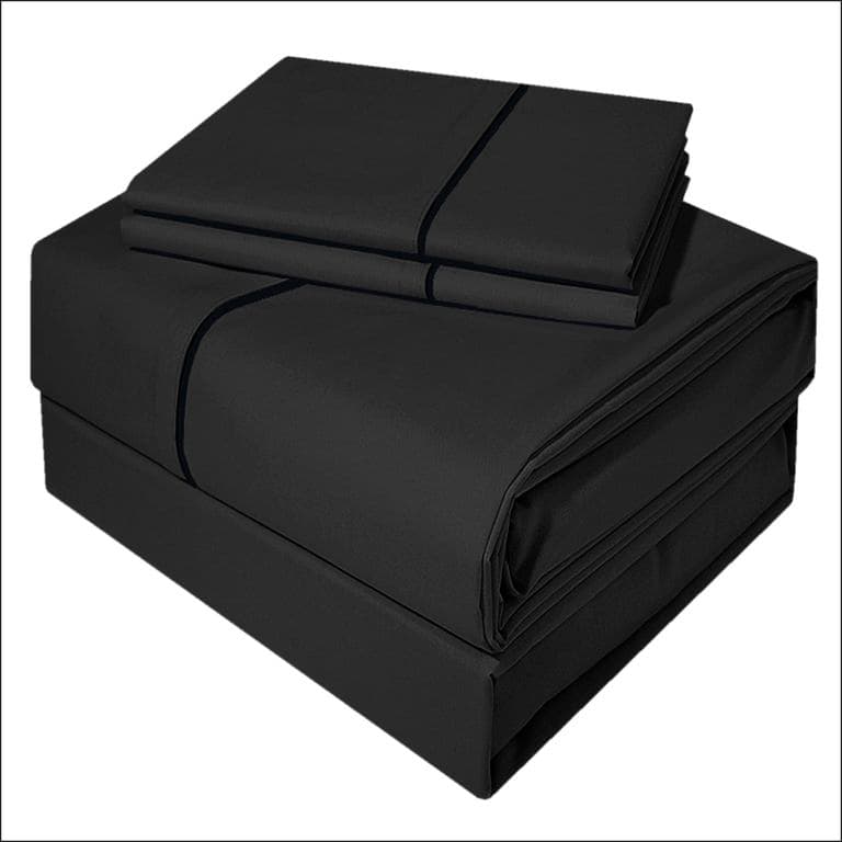 Juego De Sabanas 1,5 Plazas Dark Delicato Negro 300 Hilos